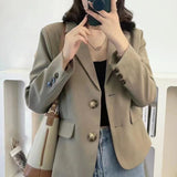Spring And Autumn New Blazer Women's High-End Texture Dress Small Suit Japanese And Korean Casual Solid Color Suit Top