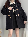 Bullhorn Buckle Hair Coat Women In The Autumn Of 2026 College Wind In The Long-Term Hooded Coat Tide