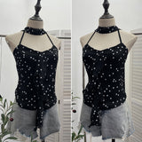 Real Shooting Lotus Side Hanging Neck Leopard Sling Female Summer Hot Waist With Small Vest Short Top 9139