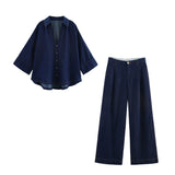 Summer New Wide-Sleeved Shirt 2783781 Wide-Legged High-Waisted Jeans 2881781