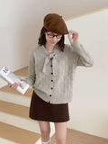 Blossoms With Round Collar Knitted Sweater Spring And Autumn Women's Casual Knitted Knitted Jersey Long Sleeve Tide