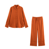 New Summer Solid Shirt 4786090 Wide-Legged Trousers 4786091