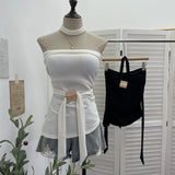 Real Shooting Babes Hand Knotted Metal Buckle Strapped Bra Vest Around The Neck Irregular With Chest Pad Top 9303
