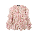Summer New Lotus Edge Layer Printing Loose Long-Sleeved Shirt 1289591001