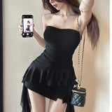 French Lotus Leaf Side With Chest Vest Female Feeling Hottie Wearing Short Top