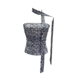 Real Shoot Spice Girl Sexy Boobs Twives Sling Slings Ribbon Ribbon Shoulderless Short Top Lady 1597