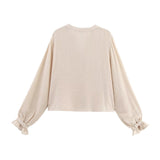 Spring New Simple Set Hollow Embroidery Short Shirt 8741022