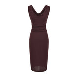 French Temperament Collar Sleeveless Dress Women's Summer Folding Waist High Sense Body Bottom Bag Long Skirt