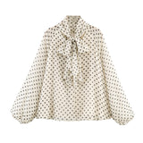 2025 New Women's Fashion Style Elegant Dot Shirt Skirt 5289161