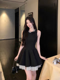Thousand Gold Style Small Black Dress Dress Women's Summer High-End Birthday Party Dress Skinless Waistcoat Dress