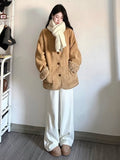Two Sides Wearing Fur Lamb Wool Coat Women's New Han Velvet Thick High-End Locomotive Cotton Suit