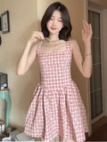 French Sweet Pink Lattice Sling Dress Women's Summer 2026 New Unique Beautiful Throwing Small Skirt