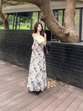 Clear Cold Water Ink Butterfly Sling Dress Women 2026 Summer New French Chic Body-Repair Temperament Long Dress