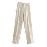 Summer New Straight High-Rise Thin Solid-Colored Slacks 2761048