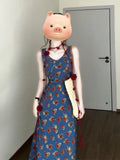 Vintage French V-Necked Floral Dress Women's Summer 2025 New Seaside Vacation Sleeveless Vest Long Dress