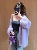 Korean Candy Color Lazy Lantern Knitted Sweater Coat Women's Autumn And Winter New Loose Soft Open-Door Sweater Top
