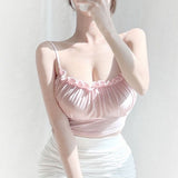 Pure Babes Ear Bra Bra Brae Sling Vest Women Summer With Chest Pads Short Repair Inside The Bottom Top