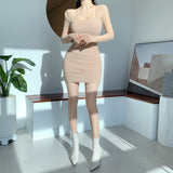 Spring And Autumn New Temperament Show Stature Square Collar Ass Skirt Micro-Permeable Braid Net Yarn Long-Sleeved High-Waisted Dress