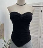 À±bab Kinesi Cross Design Knitted Bra Strap Bra Elastic Short Sleeveless Top 9320