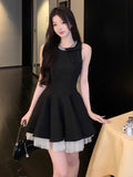 Thousand Gold Style Small Black Dress Dress Women's Summer High-End Birthday Party Dress Skinless Waistcoat Dress