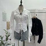 Spring And Autumn New ñÞÖåü]ÐÎ ïÎ Empty Tidal With Long-Sleeved Shirt Bow Collar Top 2776