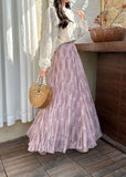 2026 Summer New Pesli Pattern Shun Yin Chiffon Tower Skirt Mid-Scrow Skirt