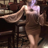 2025 New Autumn And Winter Pure Desire Short Skirt Korean Version Of Hot Girl Temperament Screen Hanging Neck Dress Female Feel Breast Skirt