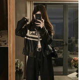 Vintage Embroidered Leather Coat Women's Clothing 2025 New Autumn Casual Jacket Fat MM Meat Cover Thin Top