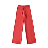 Korean Small Man Standing Thin Hooded Zipper Coat + Loose Feeling Loose Draw Rope Broad Leg Trousers Two Sets Of Women