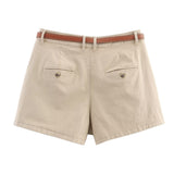 BSK&TRAF Women's Summer 2026 New Street Fashion Belt Casual Shorts 2943898