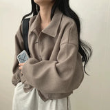 High-Grade Sense Of French Age Reduction Lazy Small Loose Zipper Collar Rope To Close The Waist Short Jacket Jacket Top