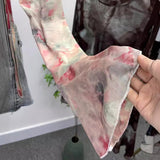 Sunscreen Not Sultry Hot Tie Dye Net Yarn Long-Sleeved T-Shirt Drawstring Tethered With Short-Sized T-Shirt Horn Sleeve Top 8929