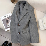 Grey Blazer Women 2026 New Autumn And Winter Leisure Free Riding Loose Retro Commuter Leisure Blouse