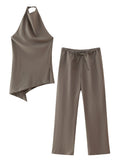 Hang Neck Minimalist Blouse 8346330 Minimalist Trousers 8306330 Set