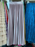 Tightening The Pearl Light Hundred Folded Half-Dressed Dress Woman 2025 Early Spring Glossy Color Color Hanging High Waist Thin Word Long Dress