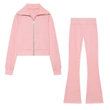 Clip Long Sleeve Zipper Gripping Jacket 4174816 High-Waisted Elastic Trousers 4174817 Set