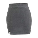 Hottie Sexy High-Waisted Thin Side Open Fork A-Word Skirt Short Skirt Women's Autumn Anti-Walking Skirt