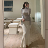 Casual Two Sets Of Long-Sleeved Coat + High-Neck Sleeveless Vest Thin Slim Tops South Korea Dongdae Tide