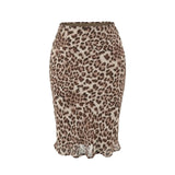 Vintage Glare Leopard Print Skirt Women 2026 Summer New Temperament Slim Waist-Buff Mid-Length Skirt