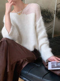 French Half-Empty Sweater Female Korean Version Design Sense Lazy Relaxed Long-Sleeved Knitted Shirt 2026
