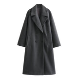 Autumn New Soft Double Buckle Dress Loose Coat 3046269