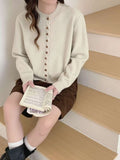 Autumn And Winter New Small Fragrant Wind Collar Showing Thin Soft Long Sleeve Top Casual Set Loose Multi-Buckle Knitting Top Tide