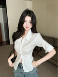 Old Money Style White Sleeve Shirt Woman Loose 2026 Spring And Summer Shirt Repair Body To Close The Waist Solid Color Top