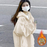 Ins Super Fire Jacket Women Autumn And Winter Oversize Hooded Thin Coat Korean Version Of The Loose Lazy Shirt Top