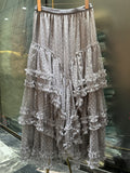Heavy Industry Lace Splicing Mesh Dress Dress Women 2025 New A-Shaped Yarn Dress Sweet Princess Ponpong Cake Dress