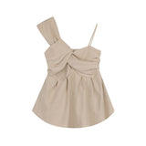 Twisting Design Irregular Sling Vest Women's Summer Babes Folds Short Blouse Chic Shirt