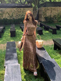 Vintage Sleeveless Vest Dress Women's Summer Holiday Style Dress High Waist Skirt A Long Dress