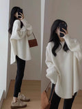 Milk ºôºô Hao White Bottoming Sweater Women Autumn And Winter High Sense With Long Sleeve Top Knitted Lazy Wind Loose