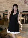 Black Sleeveless Sling Vest Faley Dress 2026 New Women's Summer Temperament Small Thin Short Skirt