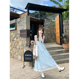 Seaside Holiday Striped Slinged Dress Woman 2026 Summer New French Temperament Loose Little Man Dress